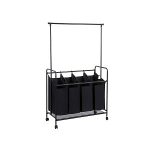 SONGMICS Rolling Laundry Cart with Hanging Bar