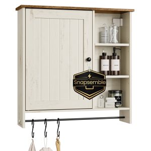 Wall mounted storage cabinet with adjustable shelves for bathroom