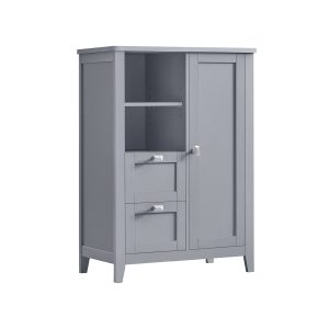 Bathroom Floor Storage Cabinet with Open Compartments and 2 Drawers