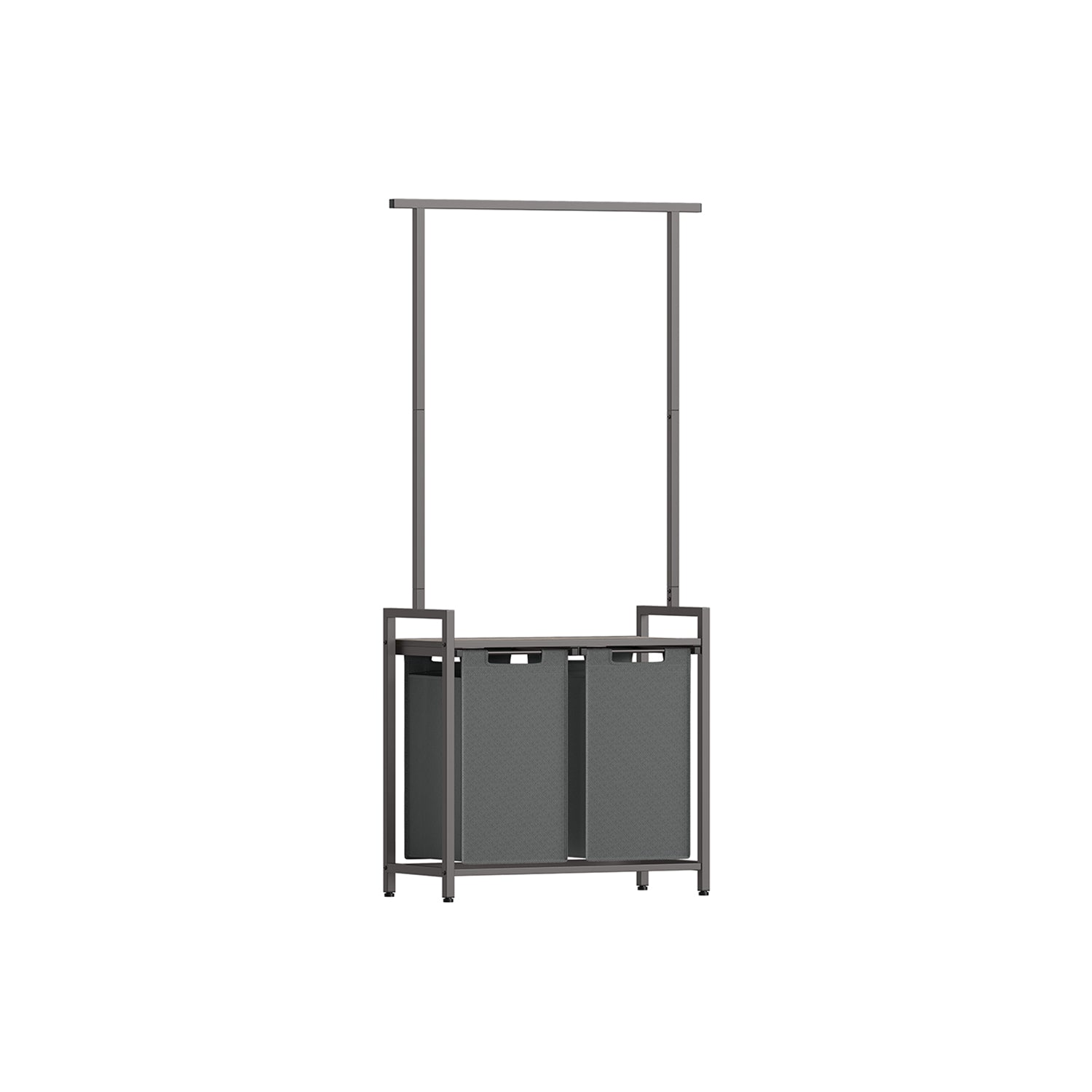 2-Section Laundry Hamper with Clothes Rack - Image 2