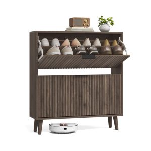 MAXE Collection - Shoe Storage Cabinet with Flip Drawers