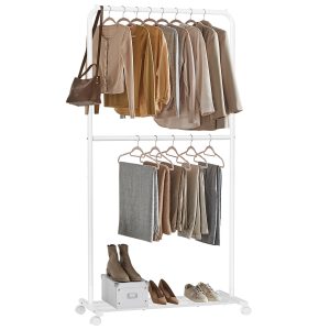 36 Wide Double-Rod Garment Rack on Wheels