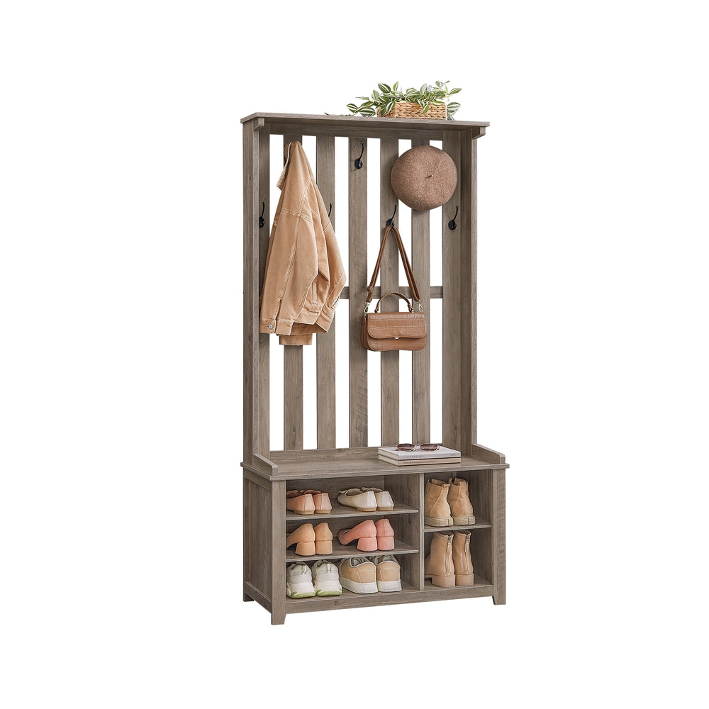 Helan Collection - Hall Tree with Bench and Shoe Storage - Image 2