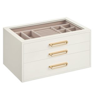 SONGMICS 3-Layer Jewelry Box with Glass Window