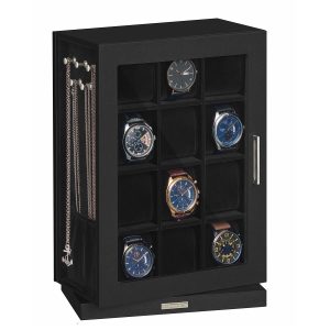 Watch Box 12 Slots with Glass Windows. 360?? Rotating Vertical Watch Display Case