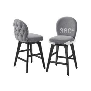 Bar Stools Set of 2 with Chenille Fabric