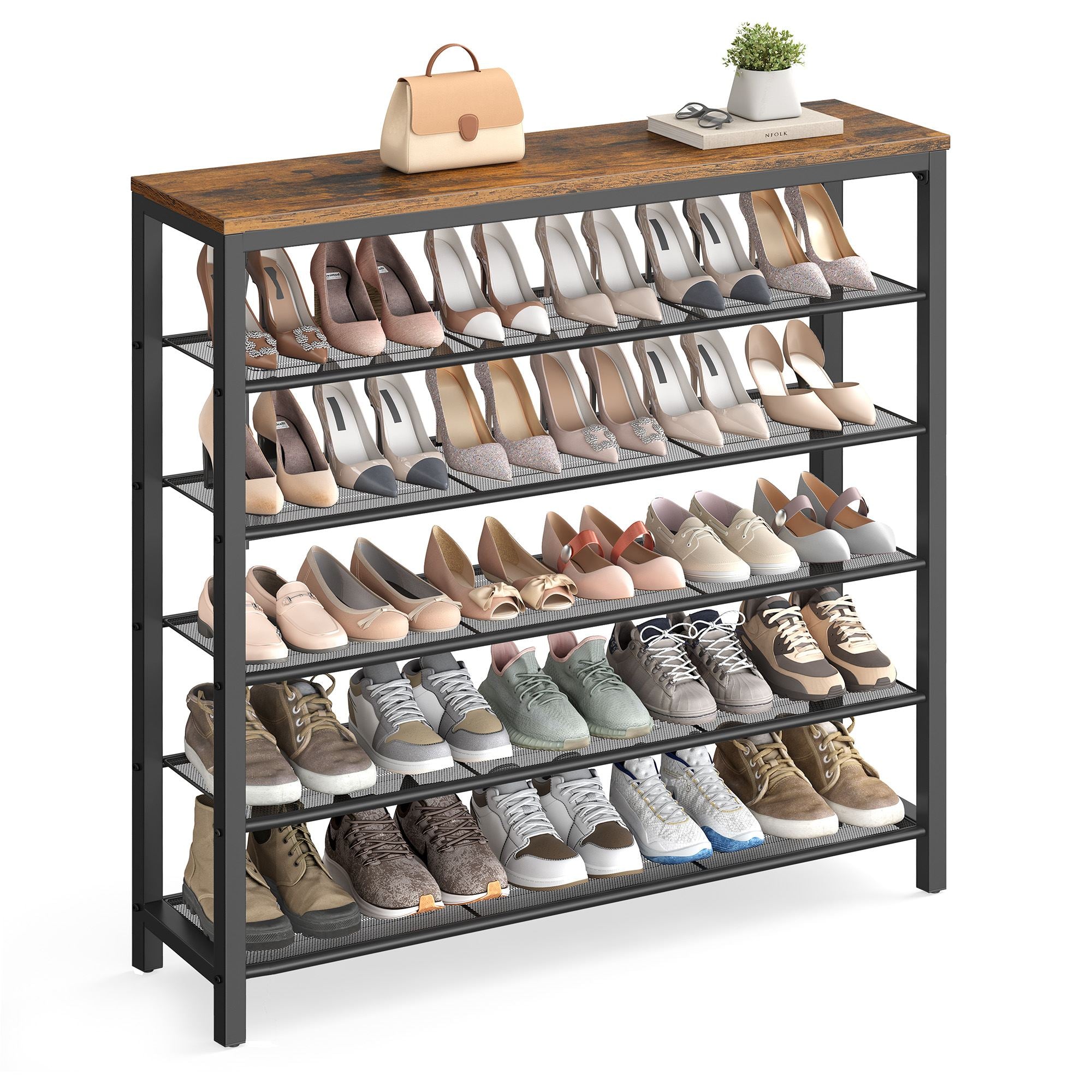 Shoe Rack with Mesh Shelves