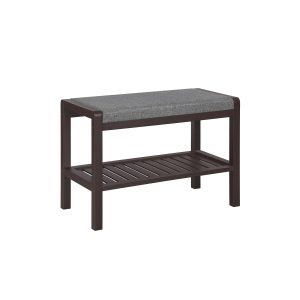 Bamboo Shoe Bench Rack with Cushion