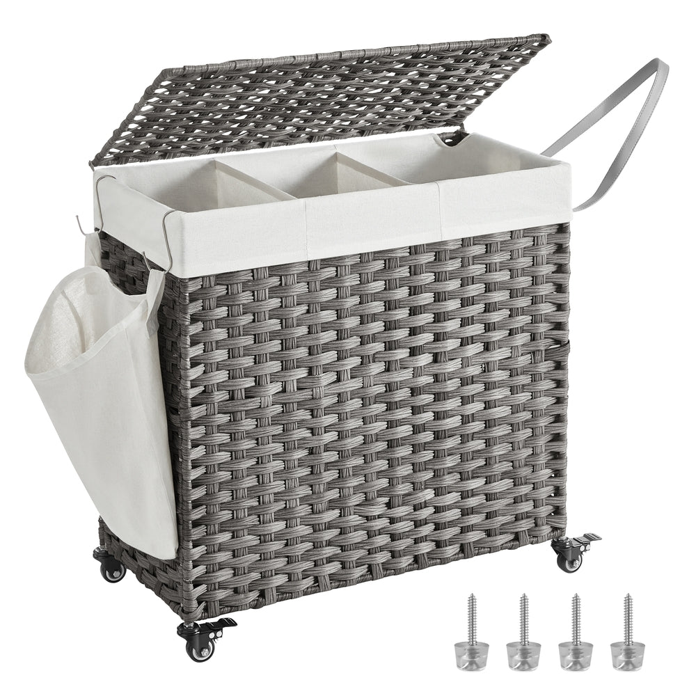 Handwoven Laundry Basket with Wheels