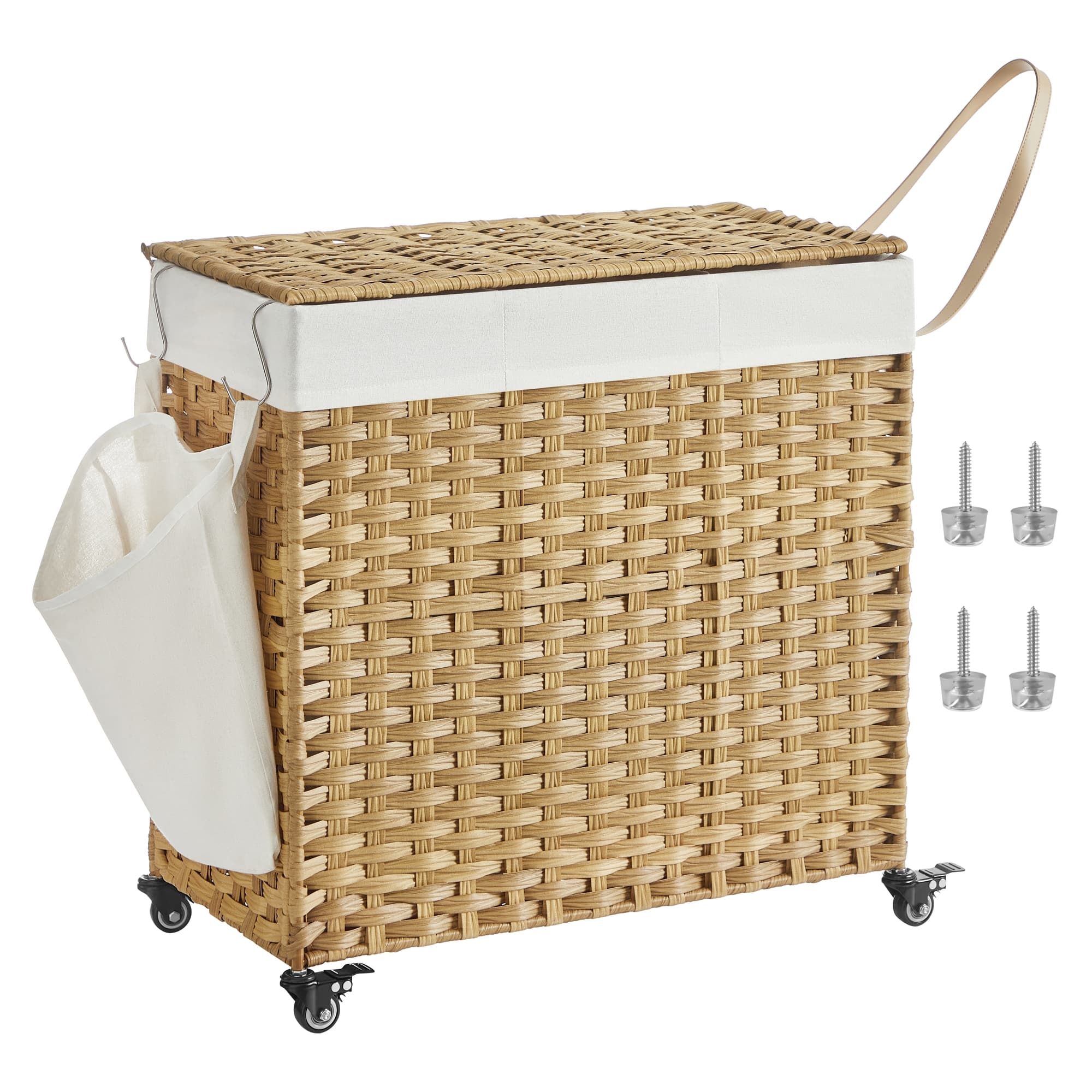 Handwoven Laundry Basket with Wheels - Image 2