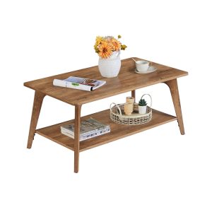Maezo Collection - Coffee Table. 2-Tier Living Room Table with Storage. Center Table with Rounded Corners