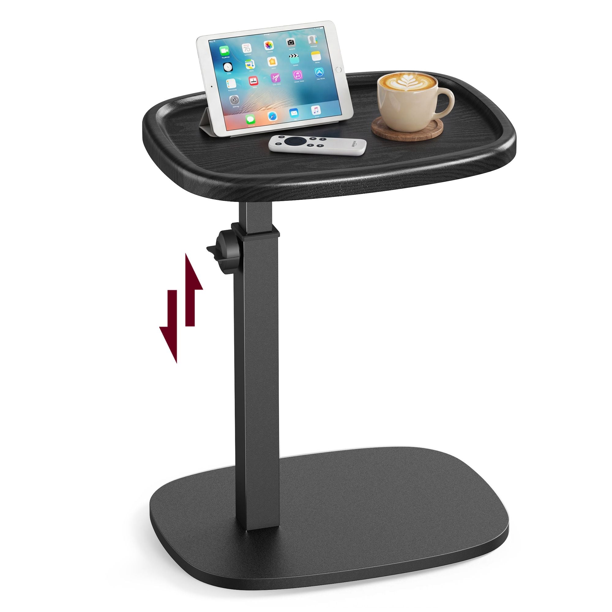 Couch Table. C-Shaped Sofa Side End Table. Bedside Table. Adjustable Height. for Small Spaces - Image 2