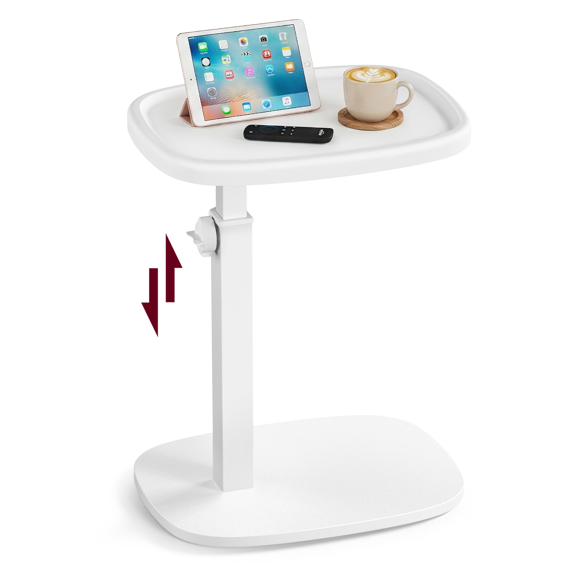 Couch Table. C-Shaped Sofa Side End Table. Bedside Table. Adjustable Height. for Small Spaces - Image 3
