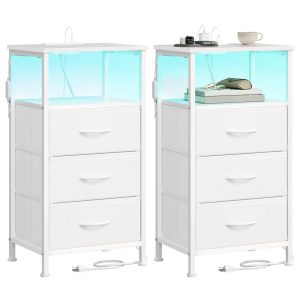 Smart bedside table with charging station and app controlled led lights