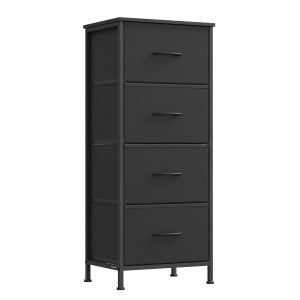 Dresser for Bedroom. Tall Dresser with 4 Fabric Drawers