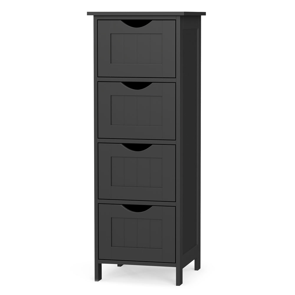 Slim bathroom storage cabinet with drawers for laundry or kitchen