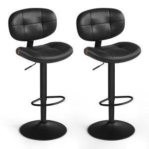 PU leather swivel bar stools with back and footrest