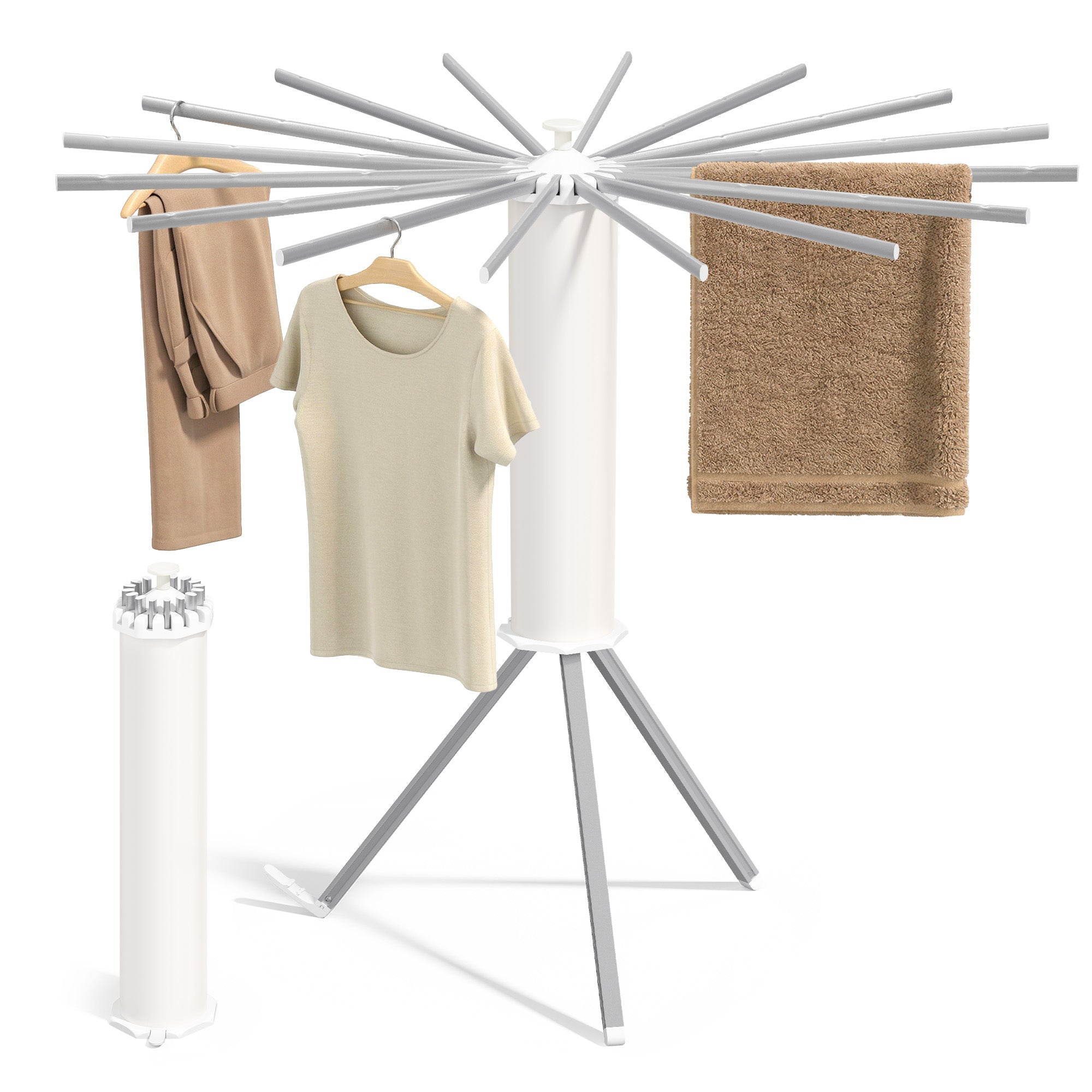 Foldable Rotary Clothes Drying Rack with 16 Pull-Out Arms - Image 2