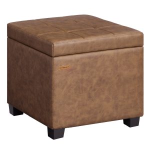 Square Storage Ottoman with Hinged Lid
