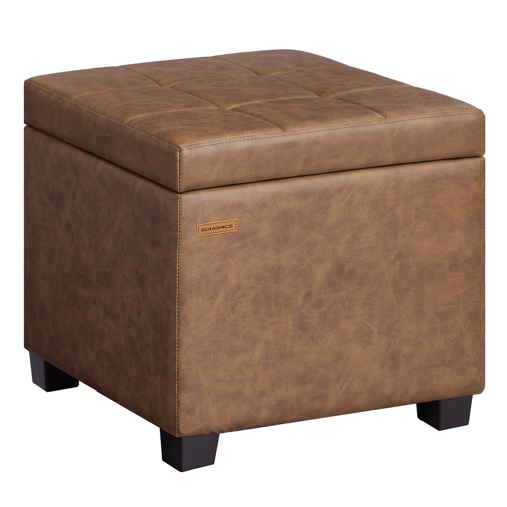 Square Storage Ottoman with Hinged Lid