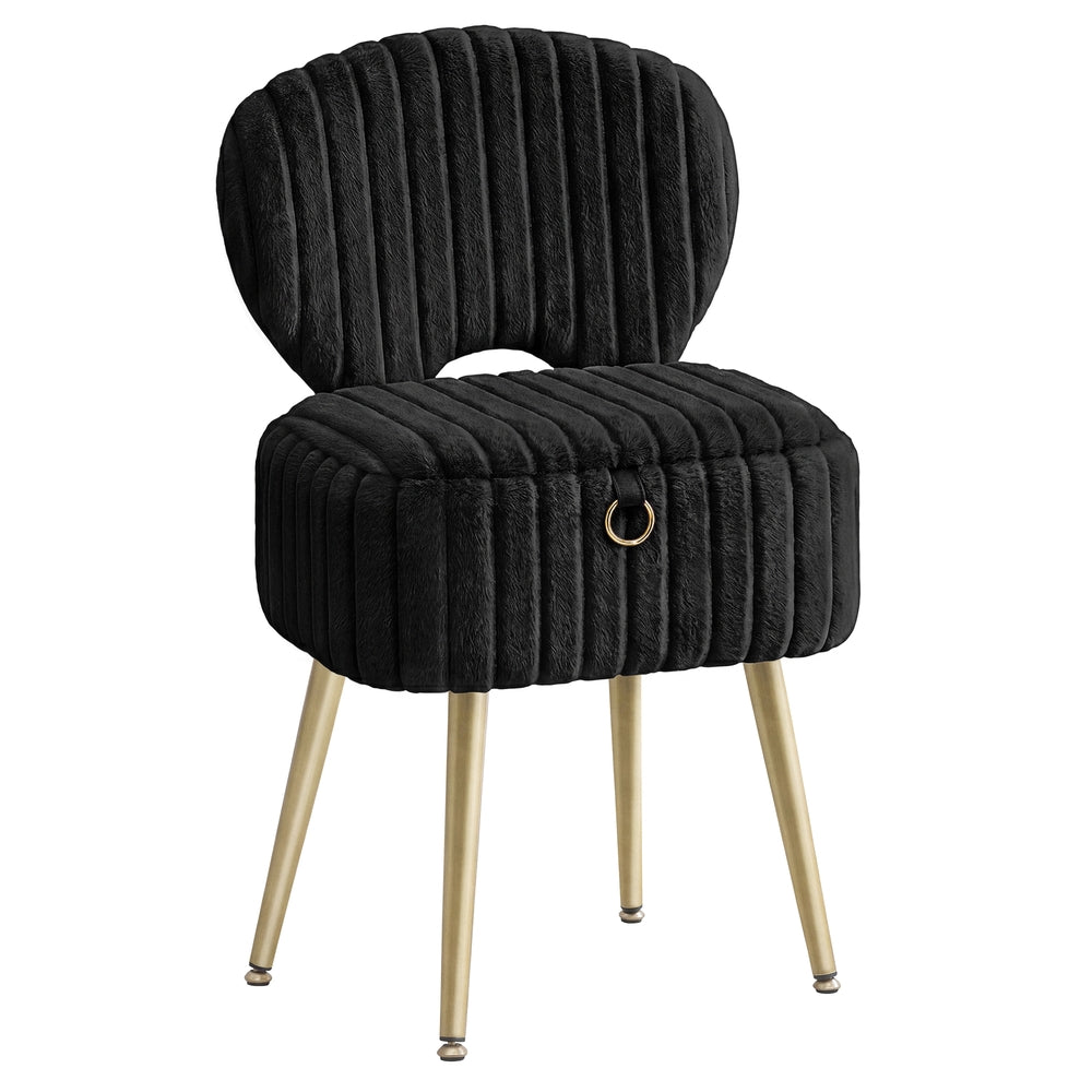 Small Vanity Chair with Storage & Folding Backrest - Image 2