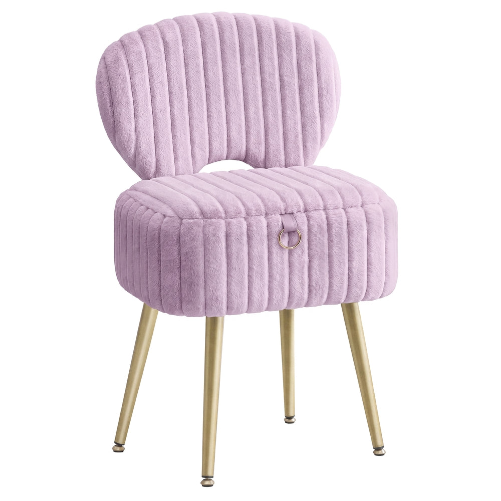 Small Vanity Chair with Storage & Folding Backrest - Image 4
