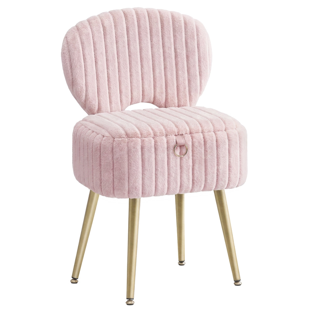 Small Vanity Chair with Storage & Folding Backrest - Image 3