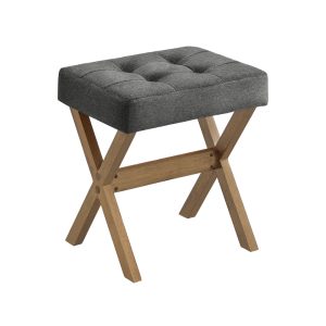 Padded vanity stool with solid wood legs for bedroom