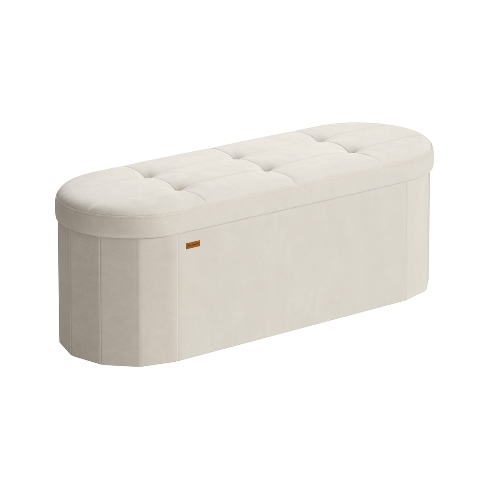 MAZIE Collection - Oval Ottoman Bench with Hidden Storage Space and Velvet Fabric