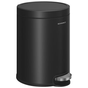 Bathroom trash can with soft close lid and pedal