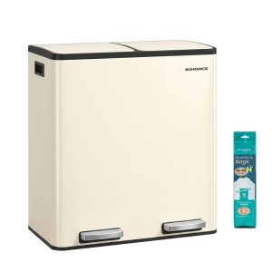 Double compartment stainless steel trash can for recycling