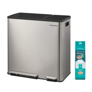 Dual Compartment Trash Can with Pedal Lid