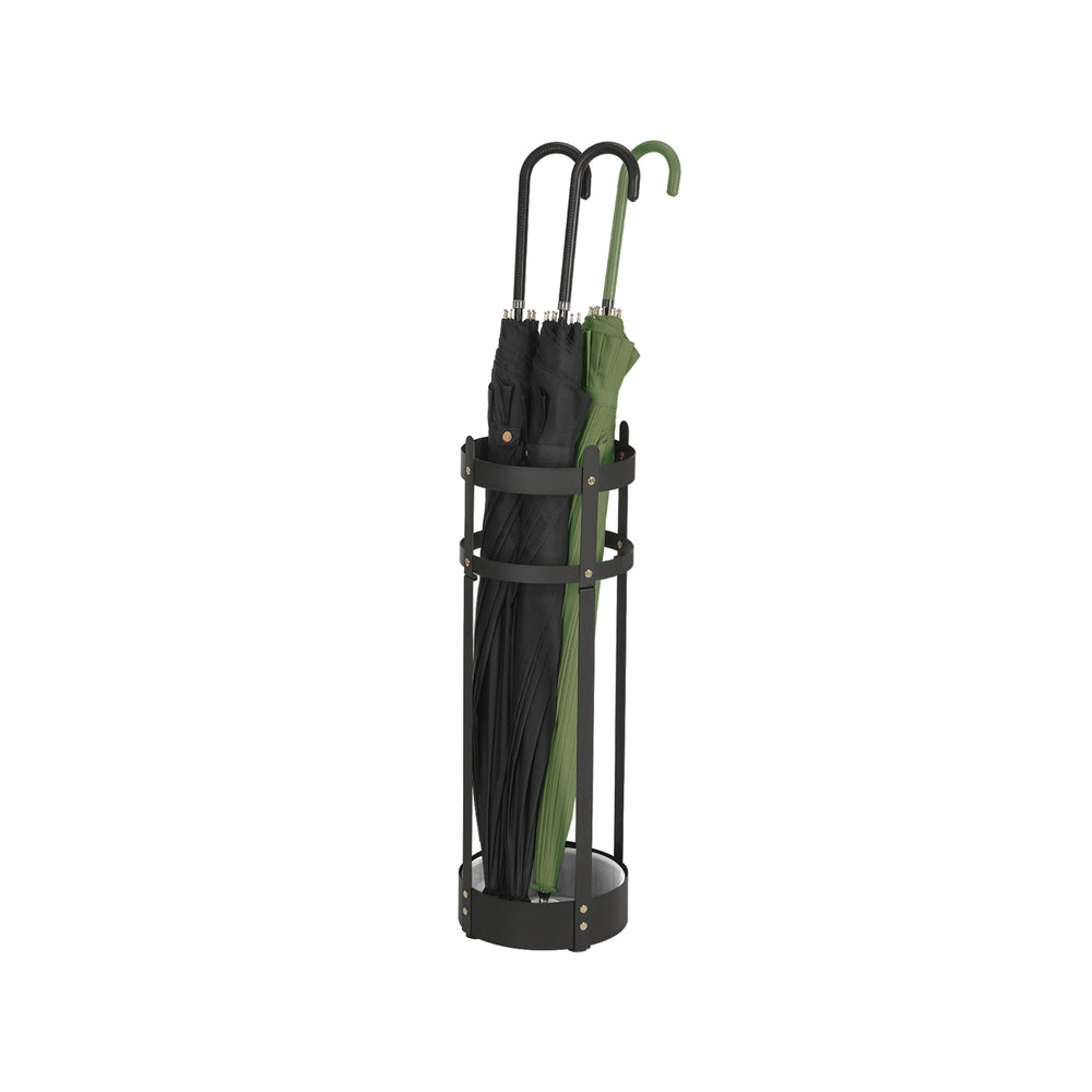 Steel umbrella stand with round holder and detachable drip tray