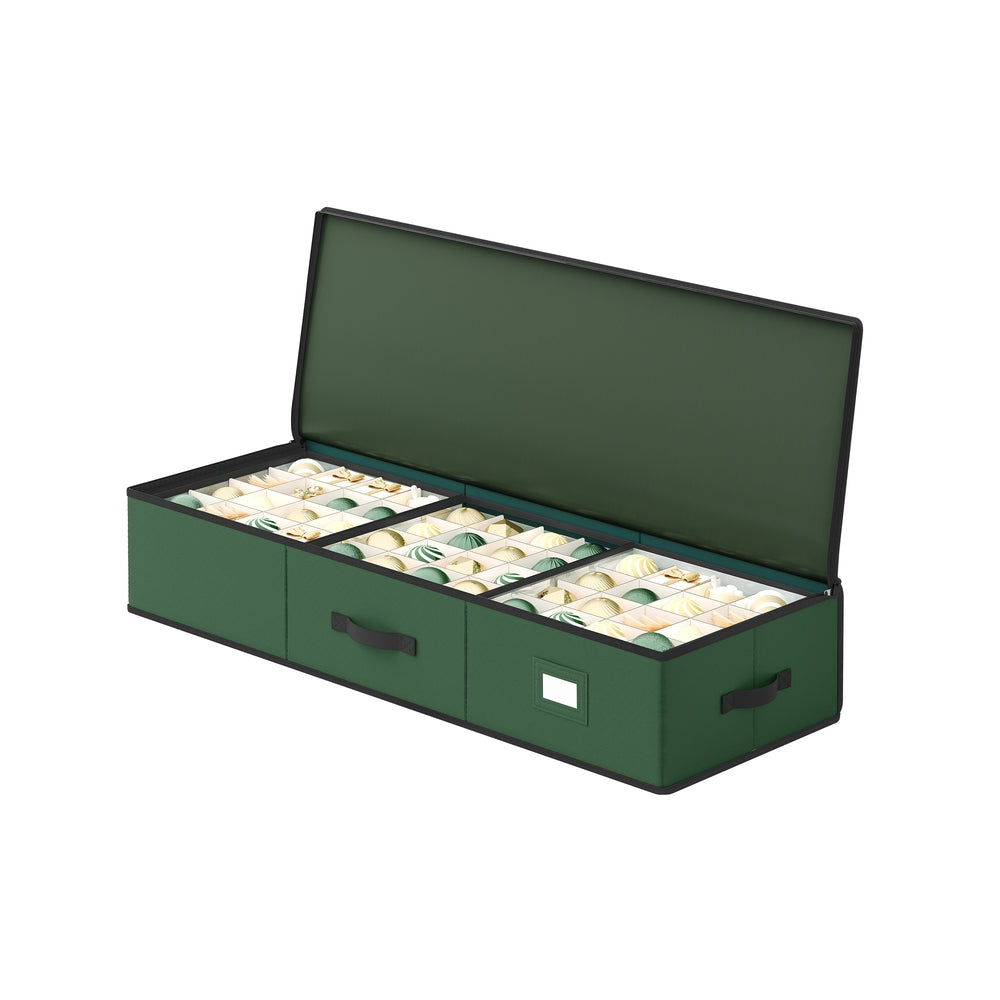 SONGMICS Christmas Ornament Storage Box. Bauble Storage Box with Dividers. Oxford Fabric. Zippers. Side Handles. Under the Bed - Image 2