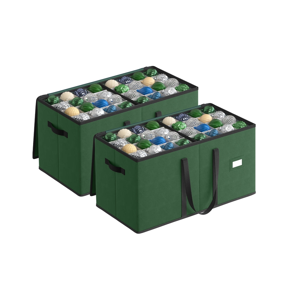 SONGMICS Christmas Ornament Storage Box. Bauble Storage Box with Dividers. Oxford Fabric. Zippers. Side Handles. Under the Bed - Image 4