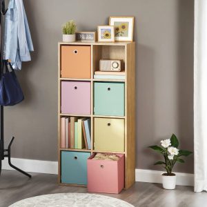 Foldable fabric storage cubes for closet shelf and bedroom