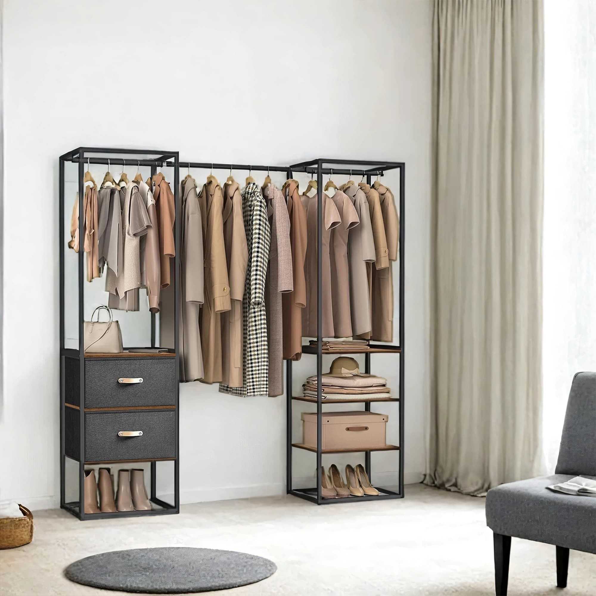 Freestanding heavy duty clothes rack with extendable hanging rod - Image 2