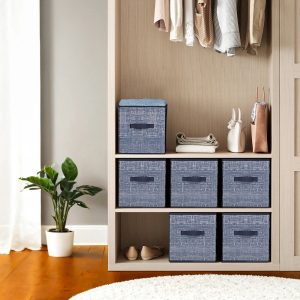 Non woven fabric storage cubes with handles for closet shelves