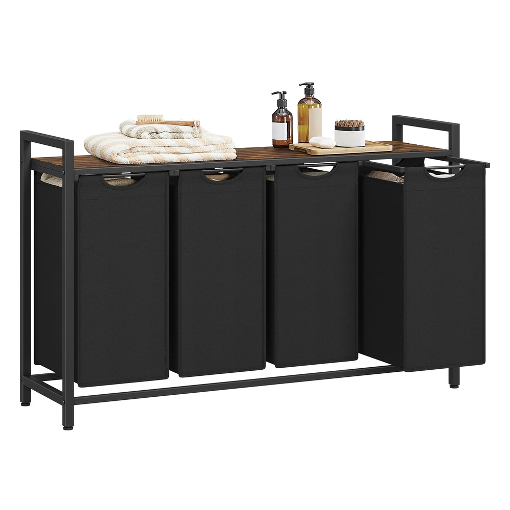 4-Bag Laundry Sorter with Shelf for Easy Laundry Organization - Image 2