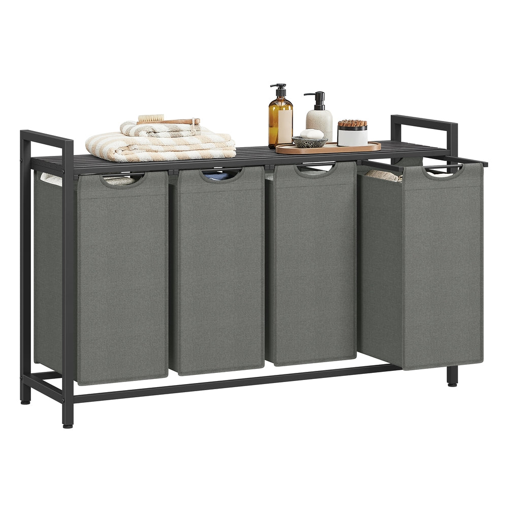 4-Bag Laundry Sorter with Shelf for Easy Laundry Organization - Image 3