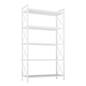 Metal shelving unit for versatile storage for entryway and kitchen
