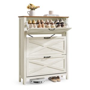 Liry Collection - Shoe Storage Cabinet Organizer with 3 Flip Drawers