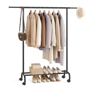 Clothes Rack with Extendable Rail and Wheels