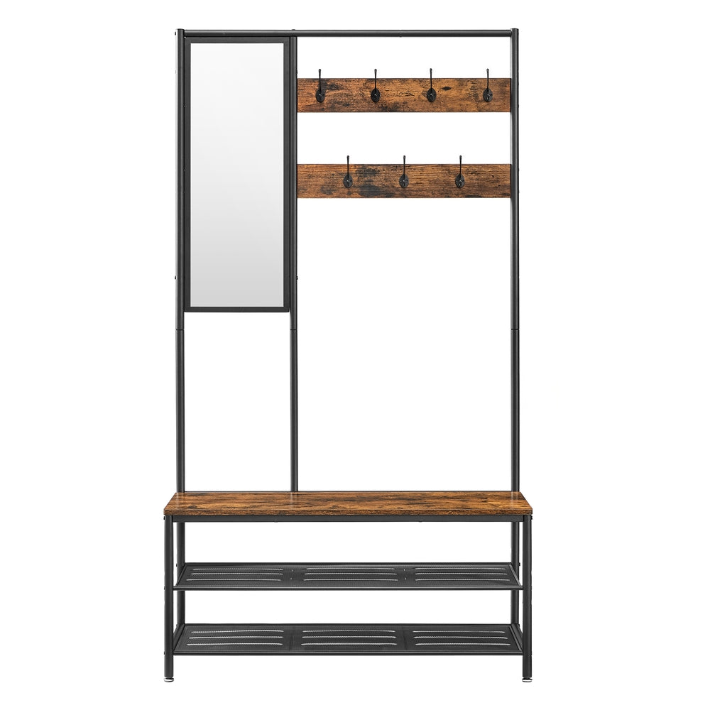 Coat Rack Shoe Bench with Mirror