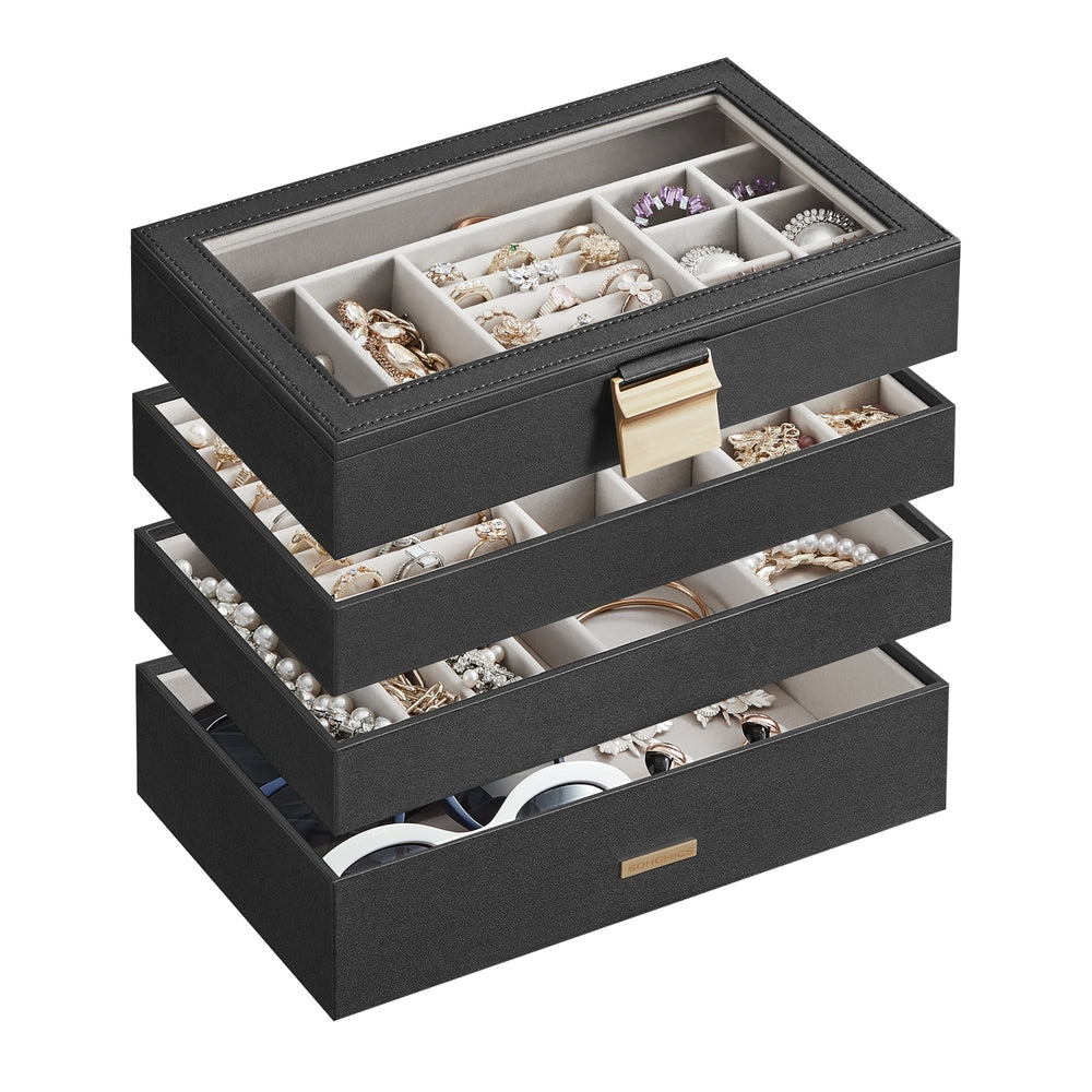 Stackable Jewelry Trays with Glass Lid - Image 4