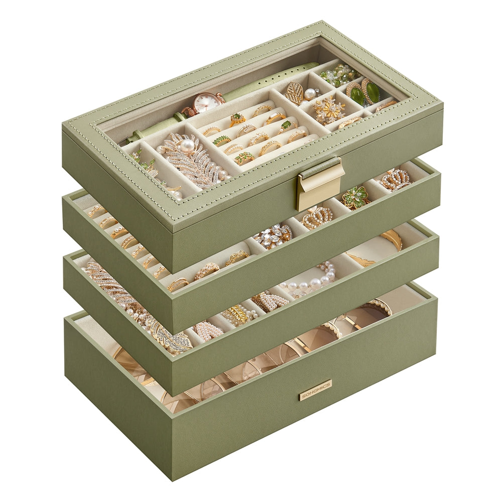 Stackable Jewelry Trays with Glass Lid - Image 3
