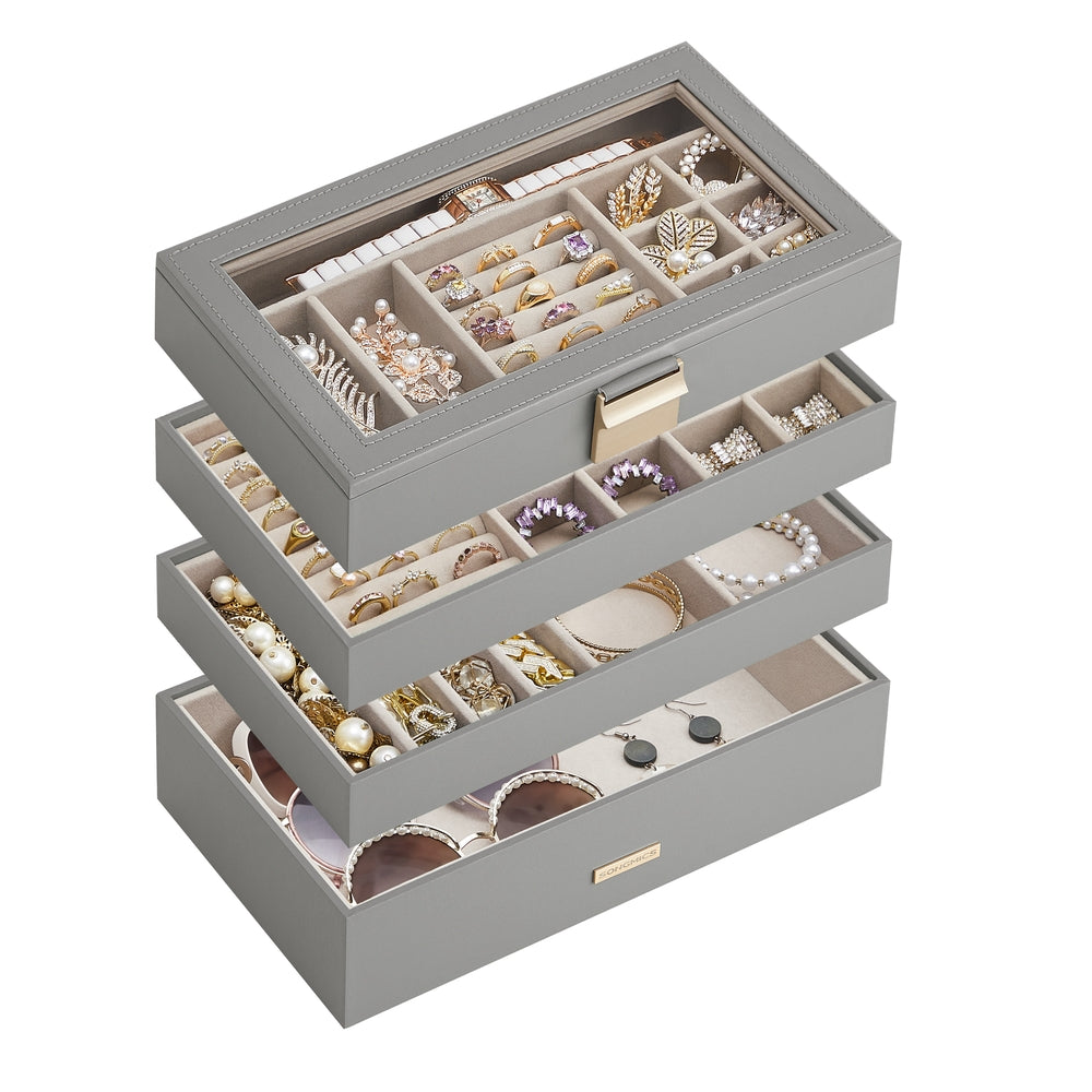 Stackable Jewelry Trays with Glass Lid - Image 5