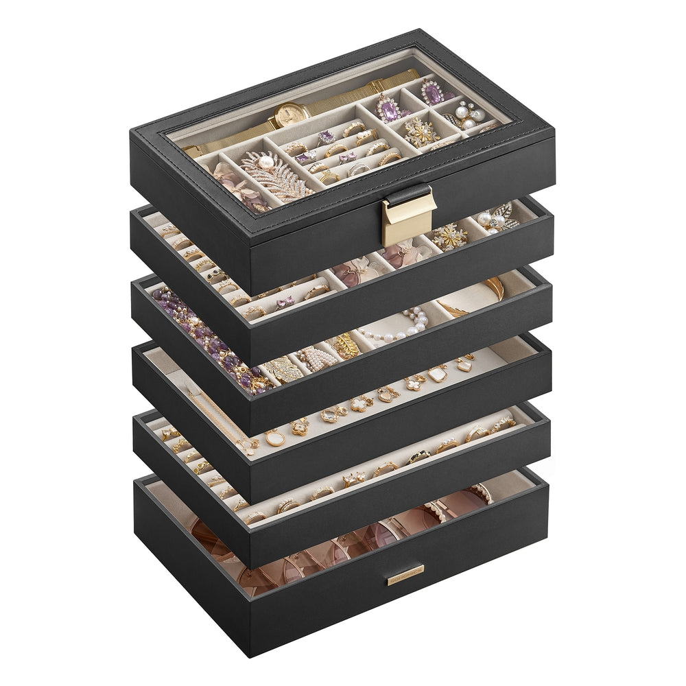 Stackable Jewelry Trays with Glass Lid - Image 8