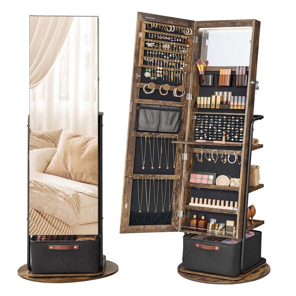 360° Swivel Mirrored Jewelry Cabinet with Lights - Image 3