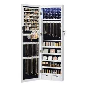 47.2H White Hanging Jewelry Armoire